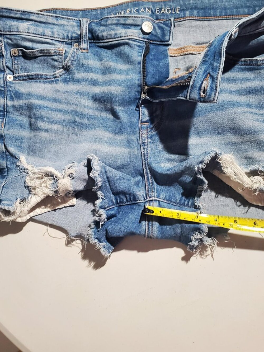 American Eagle High-Rise Shortie Festival Denim Shorts Sz 16 - Picture 11 of 16
